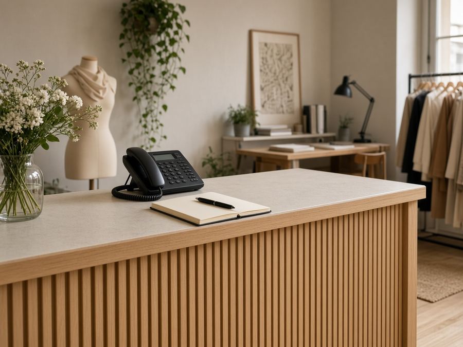Contact desk at Sublavultu Atelier in Ljubljana