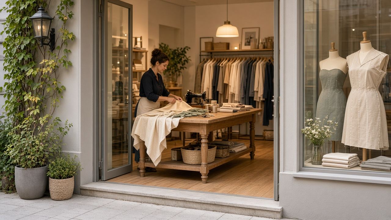 Custom clothing / dressmaking / made-to-measure sewing workspace at Sublavultu Atelier